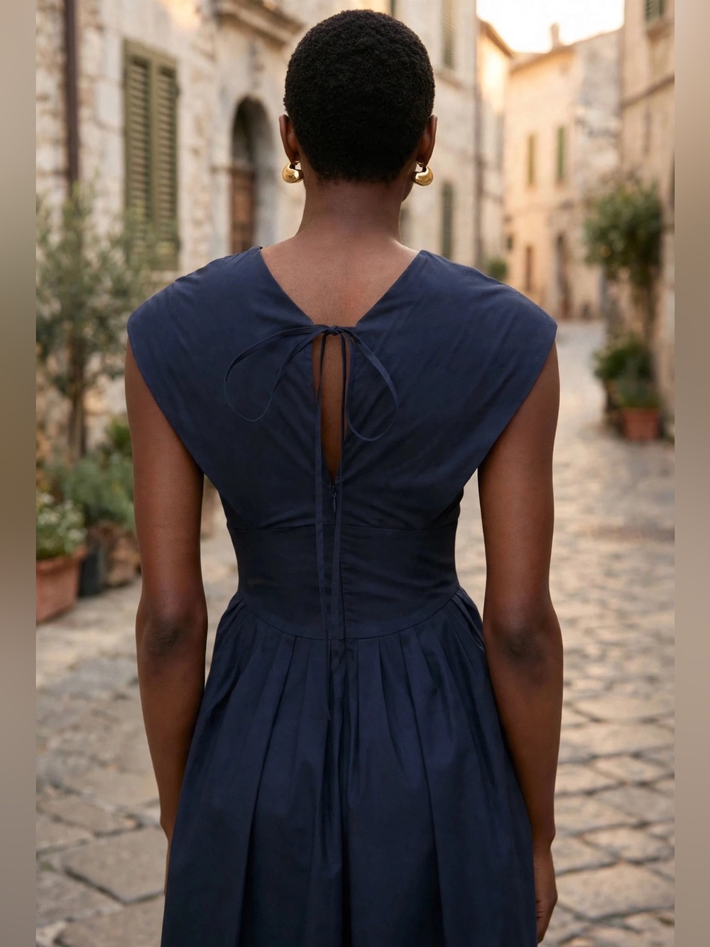 ROSIE ASSOULIN Navy In Full Bloom Dress Elegant Navy V-Neck Midi Dress Sz 10 - Picture 6 of 13